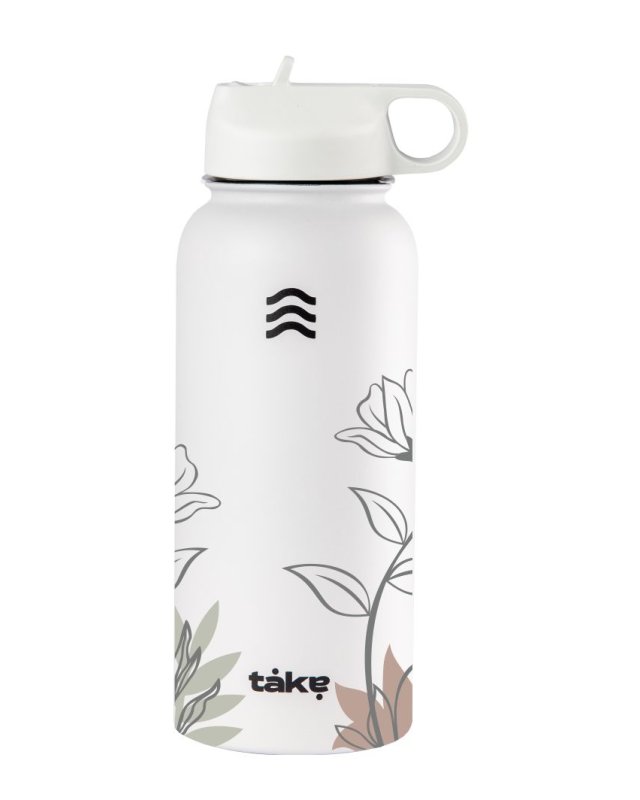 BOTELLA SPORT 900 "TAKE BLOOM" BLANCO